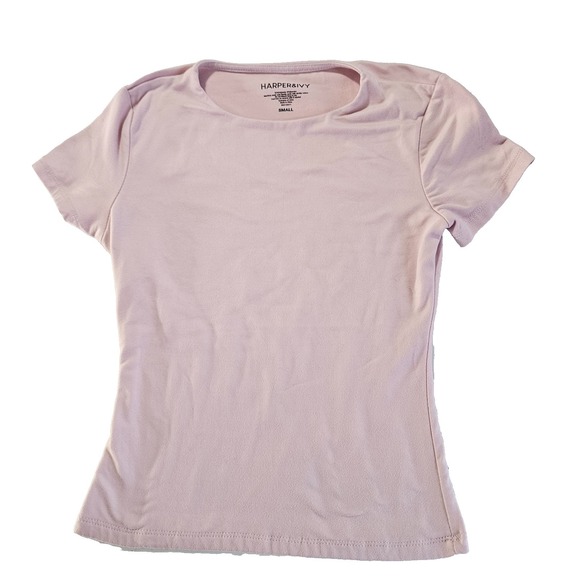 Harper & Ivy Tops - Harper & Ivy Womens Light Pink Short Sleeve Top Small Stretch Fitted Basic Tee